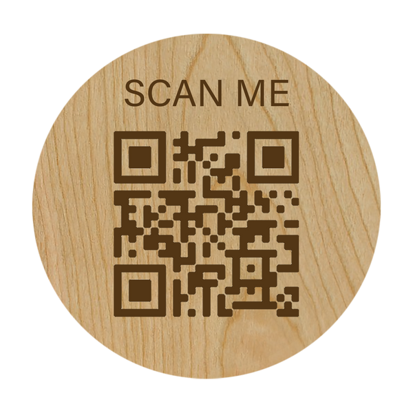 Circle QR Code Wooden Magnet