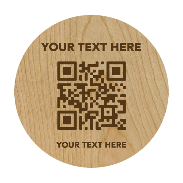 Circle QR Code Wooden Magnet